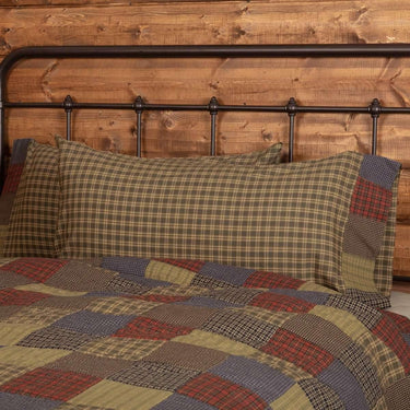 Cedar Ridge King Pillow Case with Block Border Set of 2 21x40 VHC Brands - The Fox Decor
